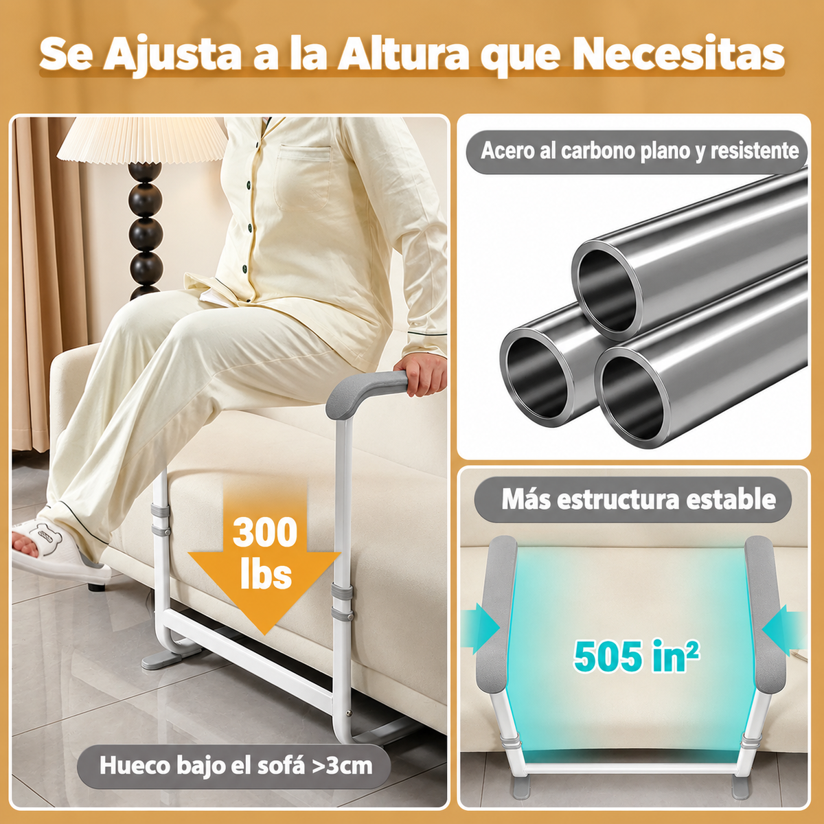 Mano Amiga – Asa de apoyo para sofá, ajustable a 6 alturas